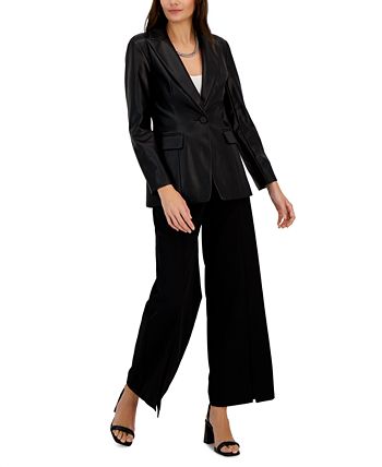 Women's Faux Leather Single-Breasted Blazer, Created For Macy's INC International Concepts Women's Faux Leather Single-Breasted Blazer, Created For Macy's -CeCe cloth-shop