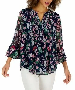 Charter Club Women's Paisley Pintuck Top, Created For Macy's