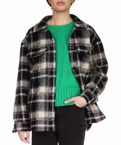 Sanctuary Women's Shay Brushed-Knit Tie-Waist Plaid Shacket