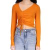Sanctuary Women's Stunner Asymmetric Ruched Cropped Top
