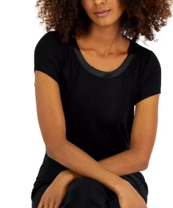 Alfani Women's Satin-Trim Scoop-Neck Top, Created For Macy's -CeCe cloth-shop 22800818 fpx