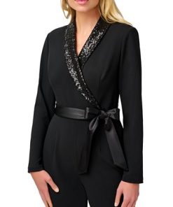 Adrianna Papell Women's Sequined-Collar Tuxedo Jumpsuit -CeCe cloth-shop 22801036 fpx