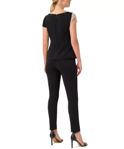 Adrianna Papell Women's Mixed-Media Embellished Top -CeCe cloth-shop 22801427 fpx