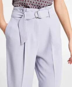Bar III Women's Belted Textured Crepe Pants, Created For Macy's -CeCe cloth-shop 22803128 fpx