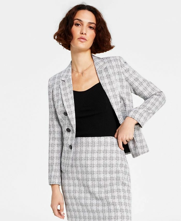 Bar III Women's Tweed Faux Double-Breasted Blazer, Created For Macy's