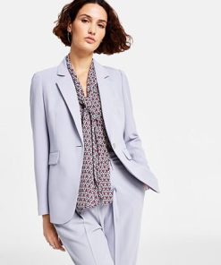 Bar III Women's Textured Crepe Single-Button Blazer, Created For Macy's -CeCe cloth-shop 22803169 fpx