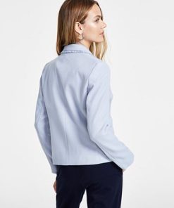 Bar III Women's Faux-Double-Breasted Fringe-Trim Blazer, Created For Macy's 2 Bar III Women's Faux-Double-Breasted Fringe-Trim Blazer, Created For Macy's -CeCe cloth-shop 22803266 fpx