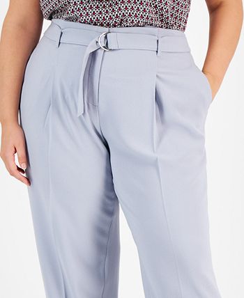 Bar III Plus Size Belted Textured Crepe Pants 6 Bar III Plus Size Belted Textured Crepe Pants - Image 6
