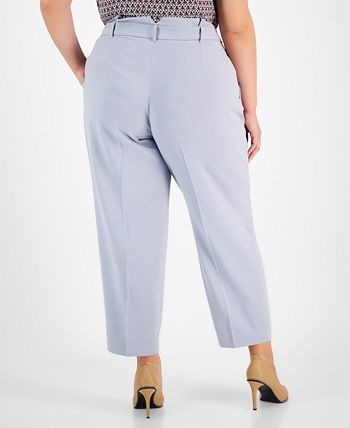 Bar III Plus Size Belted Textured Crepe Pants 2 Bar III Plus Size Belted Textured Crepe Pants - Image 2