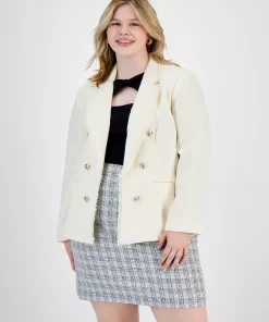 Bar III Plus Size Faux Double-Breasted Tweed Blazer, Created For Macy's -CeCe cloth-shop 22803323 fpx