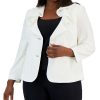 Kasper Plus Size Ruffled Collar Two-Button Blazer