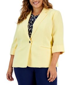 Kasper Plus Size 3/4-Sleeve Single-Button Blazer -CeCe cloth-shop 22803957 fpx