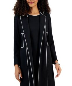 Kasper Women's Long Sleeve Seamed Topper Jacket 2 Kasper Women's Long Sleeve Seamed Topper Jacket -CeCe cloth-shop 22813278 fpx