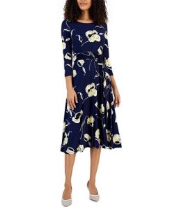 Kasper Women's Floral-Print Midi Fit & Flare Dress -CeCe cloth-shop 22813312 fpx 1