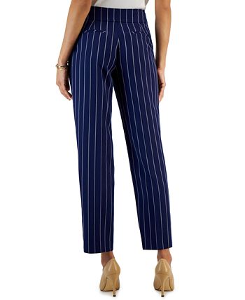 Women's Mid-Rise Straight-Leg Pinstripe Pants Kasper Women's Mid-Rise Straight-Leg Pinstripe Pants -CeCe cloth-shop