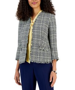 Kasper Women's Tweed 3/4-Sleeve Open-Front Blazer