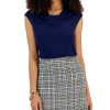 Kasper Women's Textured Cowlneck Cap-Sleeve Top