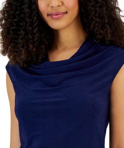 Kasper Women's Textured Cowlneck Cap-Sleeve Top -CeCe cloth-shop 22813391 fpx