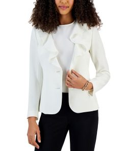 Kasper Women's Ruffled Two-Button Long-Sleeve Jacket