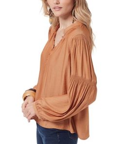 Sam Edelman Women's Emmeline Smocking-Trimmed Blouse -CeCe cloth-shop 22813786 fpx
