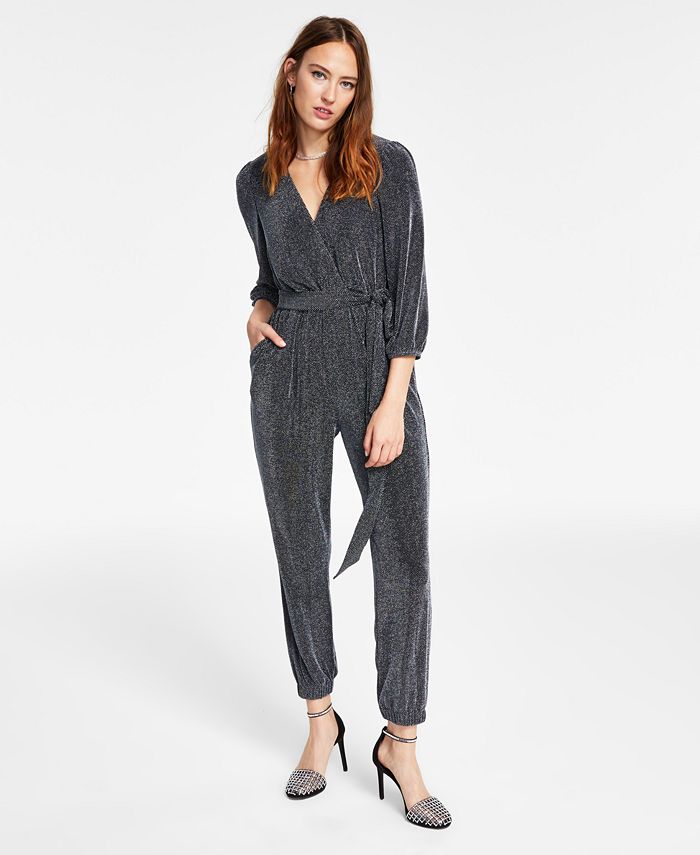 INC International Concepts Metallic Belted Jumpsuit, Created For Macy's 1 INC International Concepts Metallic Belted Jumpsuit, Created For Macy's