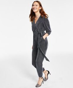 INC International Concepts Metallic Belted Jumpsuit, Created For Macy's 8 INC International Concepts Metallic Belted Jumpsuit, Created For Macy's -CeCe cloth-shop 22813872 fpx