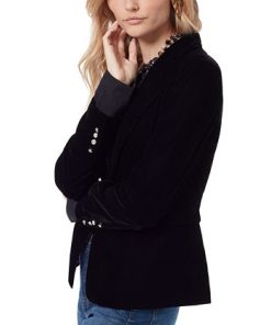 Sam Edelman Women's Velvet Notch-Collar One-Button Blazer -CeCe cloth-shop 22814391 fpx