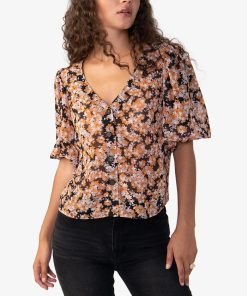 Sanctuary Women's V-Neck Puff-Sleeve Blouse