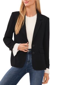 CeCe Women's Notched Collar Contrast Ruffled-Cuff Blazer