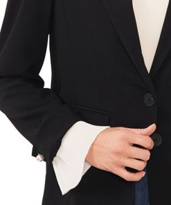 CeCe Women's Notched Collar Contrast Ruffled-Cuff Blazer -CeCe cloth-shop 22836981 fpx