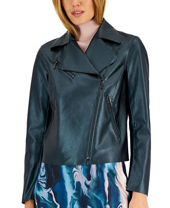 Women's Faux-Leather Motorcycle Jacket Anne Klein Women's Faux-Leather Motorcycle Jacket -CeCe cloth-shop
