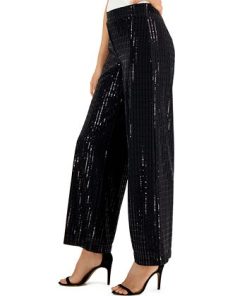 Anne Klein Women's Linear-Shine Pull-On Wide-Leg Pants -CeCe cloth-shop 22837419 fpx