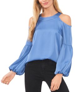 CeCe Women's Cold-Shoulder Lantern Long-Sleeve Blouse