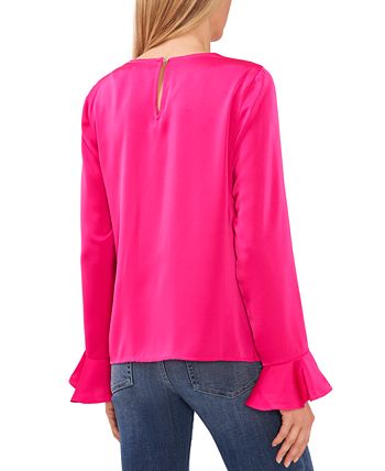 Women's Ruffled-Cuff Long-Sleeve Round-Neck Blouse CeCe Women's Ruffled-Cuff Long-Sleeve Round-Neck Blouse -CeCe cloth-shop