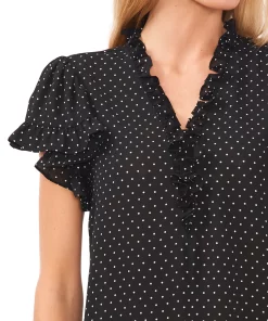 CeCe Women's Printed V-Neck Flutter-Sleeve Ruffle Top -CeCe cloth-shop 22850794 fpx