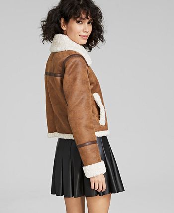 Women's Faux-Shearling Moto Coat Sam Edelman Women's Faux-Shearling Moto Coat -CeCe cloth-shop