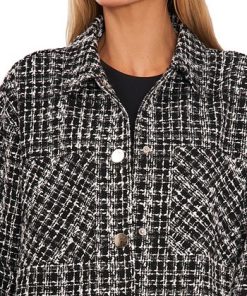 CeCe Women's Short-Length Pocket-Front Tweed Shacket -CeCe cloth-shop 22852796 fpx