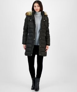 Michael Kors Women's Faux-Fur-Trim Hooded Puffer Coat, Created For Macy's