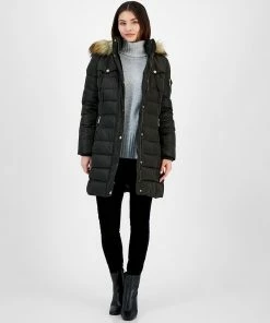 Michael Kors Women's Faux-Fur-Trim Hooded Puffer Coat, Created For Macy's