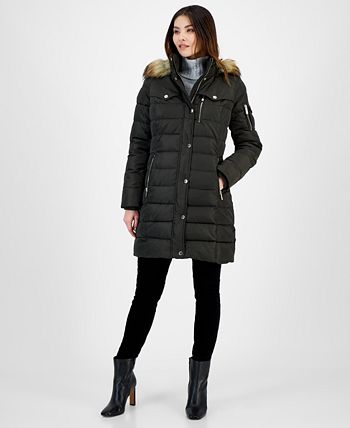 Women's Faux-Fur-Trim Hooded Puffer Coat, Created For Macy's Michael Kors Women's Faux-Fur-Trim Hooded Puffer Coat, Created For Macy's -CeCe cloth-shop