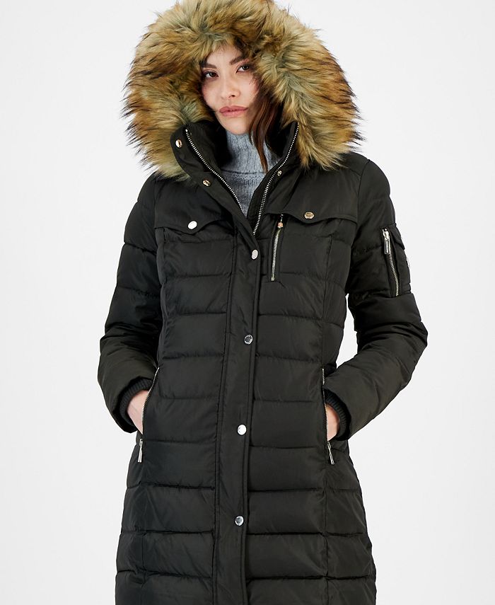 Women's Faux-Fur-Trim Hooded Puffer Coat, Created For Macy's Michael Kors Women's Faux-Fur-Trim Hooded Puffer Coat, Created For Macy's -CeCe cloth-shop
