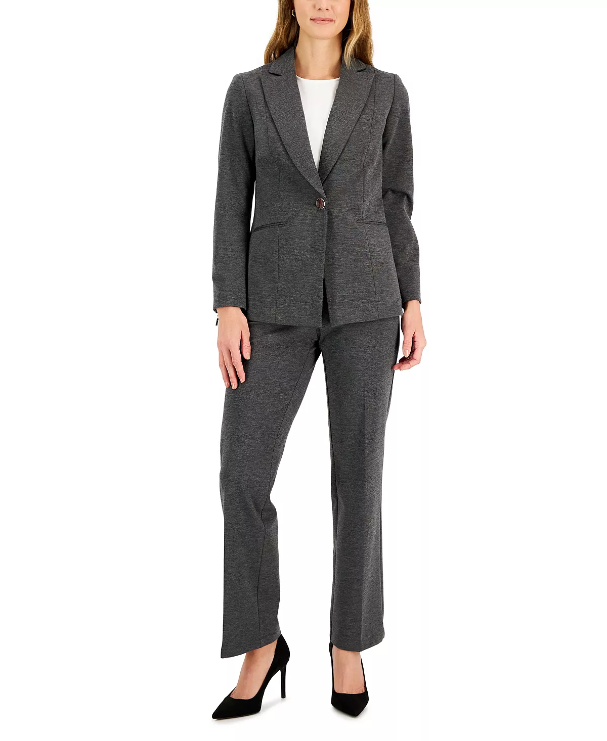 Women's Zip-Cuff Notched Collar One-Button Jacket, Regular And Petite Sizes Kasper Women's Zip-Cuff Notched Collar One-Button Jacket, Regular And Petite Sizes -CeCe cloth-shop