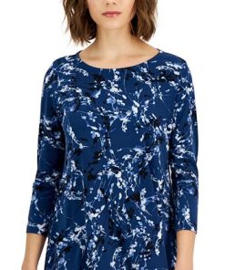 Alfani Printed Asymmetrical Swing Knit Top, Created For Macy's 2 Alfani Printed Asymmetrical Swing Knit Top, Created For Macy's -CeCe cloth-shop 22864018 fpx
