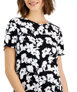 Alfani Women's Printed Crewneck T-Shirt, Created For Macy's -CeCe cloth-shop 22864048 fpx