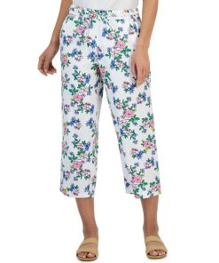 Charter Club Women's Linen Floral Cropped Pants, Created For Macy's