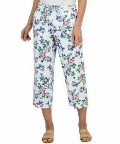Charter Club Women's Linen Floral Cropped Pants, Created For Macy's