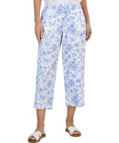 Charter Club Women's Linen Toile Cropped Pants, Created For Macy's