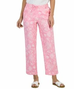 Charter Club Women's Linen Toile-Print Pull-On Pants, Created For Macy's