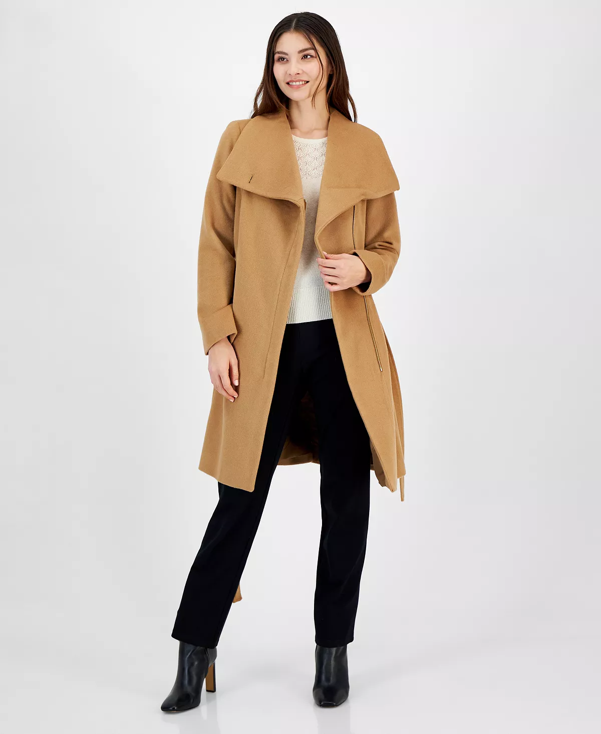 Michael Kors Women's Asymmetric Belted Wrap Coat, Created For Macy's 7 Michael Kors Women's Asymmetric Belted Wrap Coat, Created For Macy's - Image 7