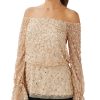 Adrianna Papell Women's Beaded Off-The-Shoulder Long-Sleeve Top